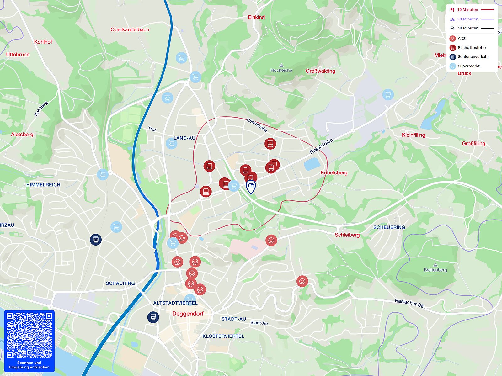 Pflegeapartment Deggendorf – Lageplan (Erreichbarkeit)